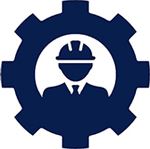 logo personalizada com engrenagem com um trabalhador ao centro, TRABELHE CONOSCO